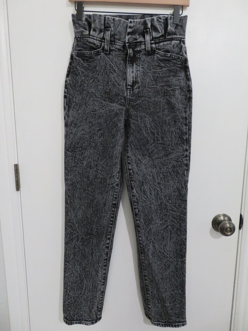 Alice & Olivia Women Sz 24 Acid Black Amazing Paperbag Girlfriend Jean High Rise